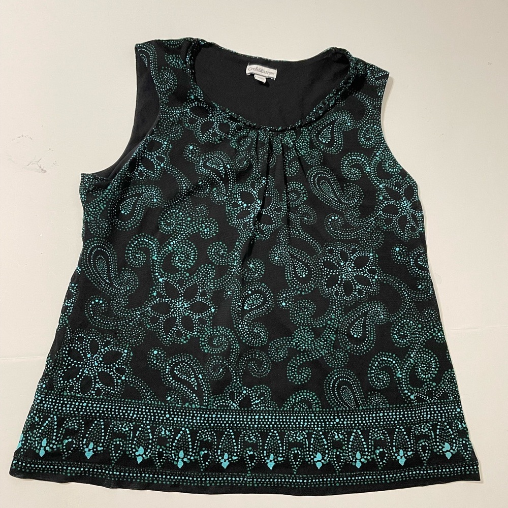 Womens Multi Color Croft & Barrow Rounded Neck Sleeveless Top Blouse Size XL